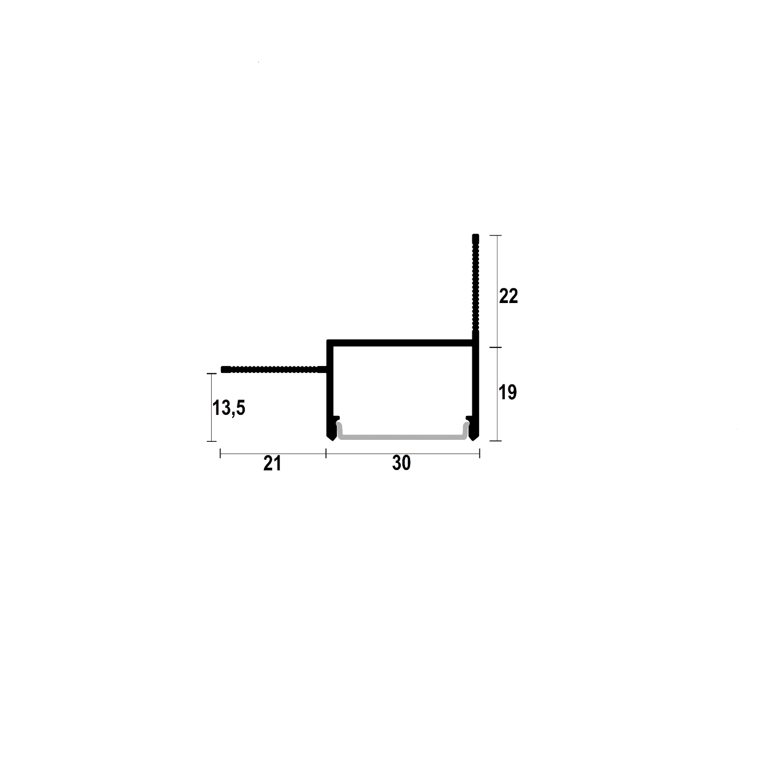 AST25 – Lae LED varjuprofiil · 25 mm